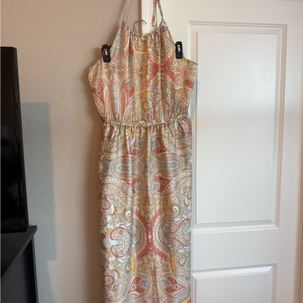 Lane Bryant Strapless Paisley Dress - Cream, Orange, Pink